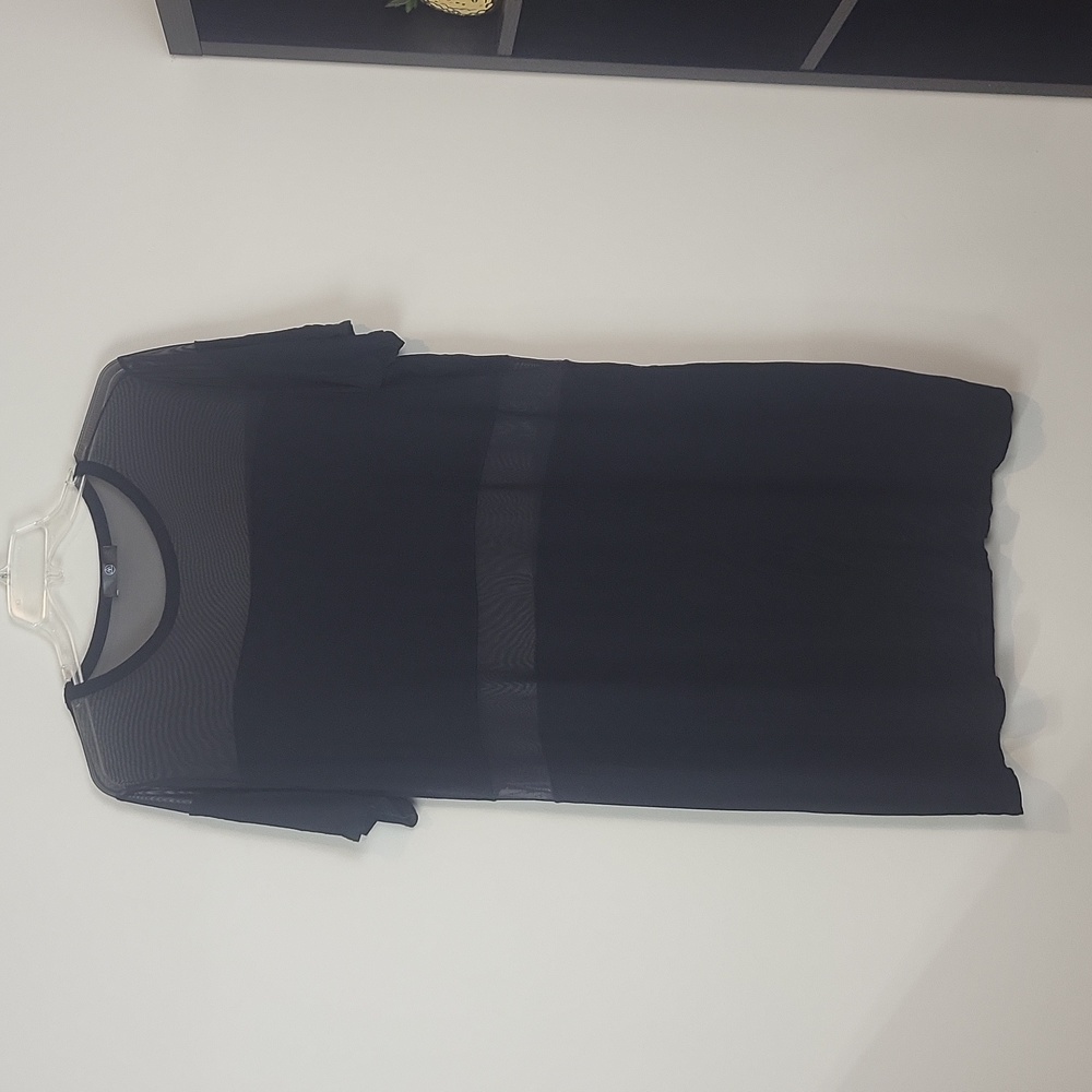 MISSQUIDED Black Sheer Mesh Insert T-Shirt Dress Coverup
